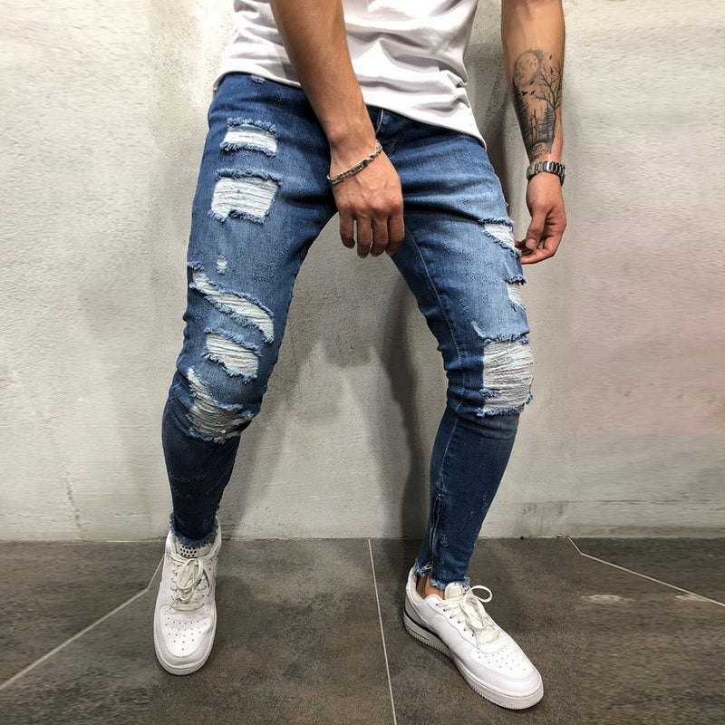 Ripped Side Striped Jeans Fashion Streetwear Mens Skinny Stretch Jeans Pants Slim Casual Denim Jeans jeans hombre - Shaners Merchandise