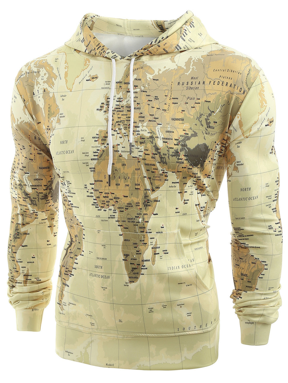 World Map Print Pullover Hoodie - Shaners Merchandise
