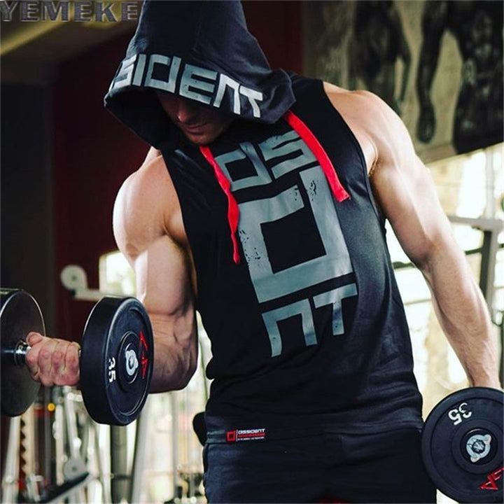 Cotton Tank Tops Hoodie Fitness Mens Bodybuilding Workout Tee fashion Muscle Male Activewear