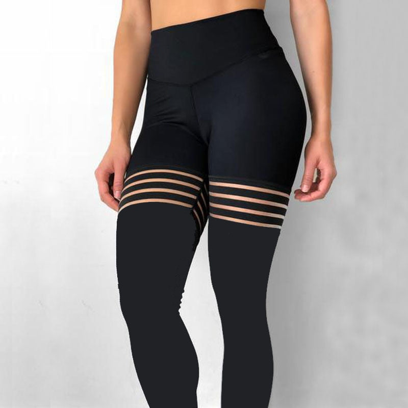 Quality Leggings Women Black Spliced Socks Leggins Hollow Elastic Workout Thick Fitness Skinny Leggings - Shaners Merchandise