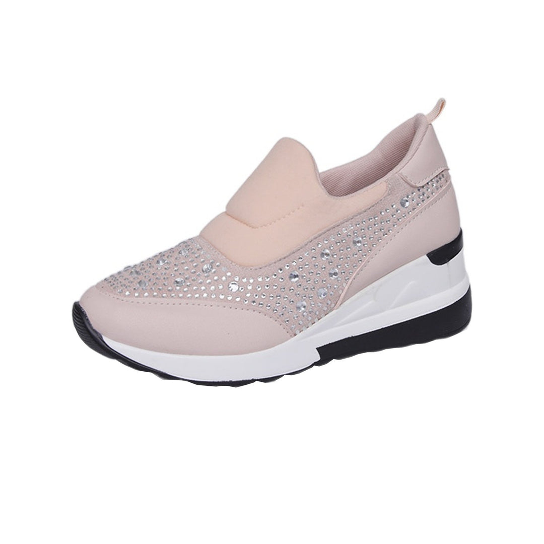 Large slope heel shoes for women in spring, new rhinestone inner height increasing shoes, high heels, lazy shoes, casual sports shoes for women - Shaners Merchandise