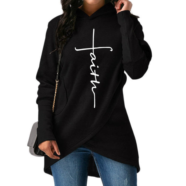 Large Size Faith Print Sweatshirt Hoodies - Shaners Merchandise