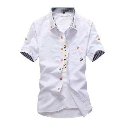 Mushroom Embroidery Mens Short Sleeve Casual Shirts Summer Cotton Shirts - Shaners Merchandise