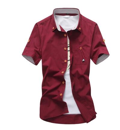 Mushroom Embroidery Mens Short Sleeve Casual Shirts Summer Cotton Shirts - Shaners Merchandise