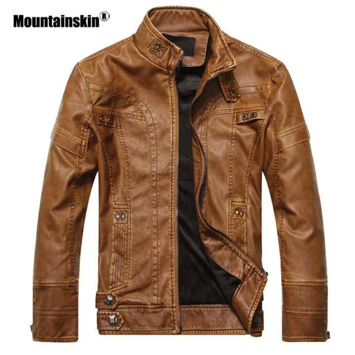 Mountainskin Men's Leather Jackets Motorcycle PU Jacket Male Autumn Casual Leather Coats Slim Fit Mens Brand Clothing SA588 - Shaners Merchandise