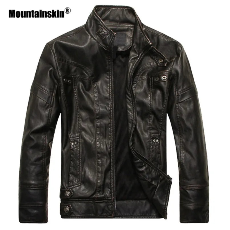 Mountainskin Men's Leather Jackets Motorcycle PU Jacket Male Autumn Casual Leather Coats Slim Fit Mens Brand Clothing SA588 - Shaners Merchandise