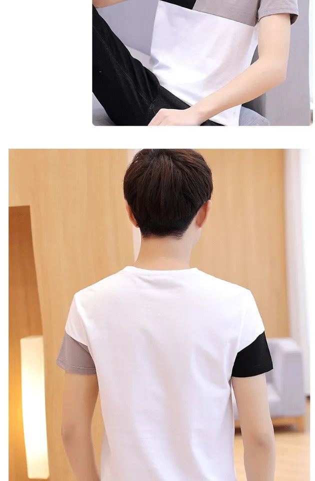 New Men T Shirt Casual Short Sleeve Men's Basic Tops Tees Stretch T Shirt - Shaners Merchandise