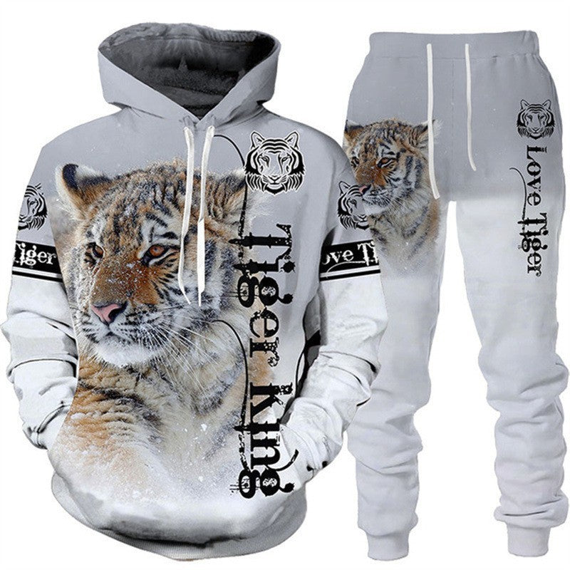 New Animal 3D Tiger Printed Hoodie Pants Suit Cool Men 2 Pcs Sportswear - Shaners Merchandise