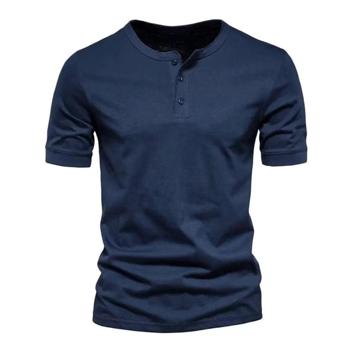 US Size Men's Round Neck Bamboo Cotton 210GSM Button Up Short Sleeved T-Shirt - Shaners Merchandise