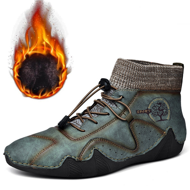 Spring Autumn High Top Leather Shoes Winter Fleece Martin Boots Men Casual Sport - Shaners Merchandise
