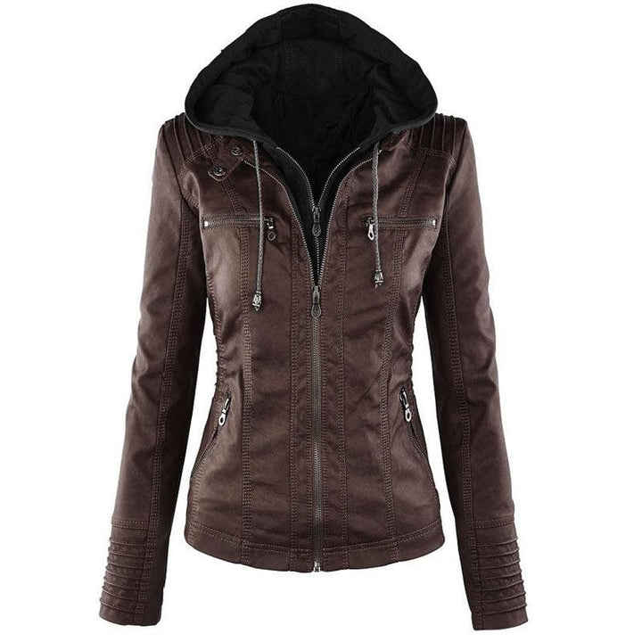 Gothic Faux Leather Jacket Women Hoodies Winter Autumn Motorcycle Jack - Shaners Merchandise