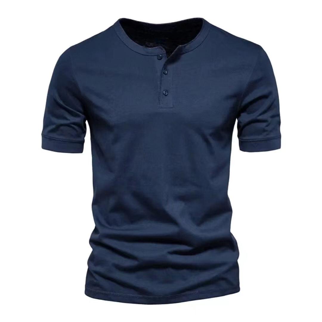 US Size Men's Round Neck Bamboo Cotton 210GSM Button Up Short Sleeved T-Shirt - Shaners Merchandise