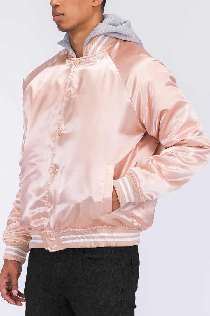 Satin Hooded Varsity Jacket - Shaners Merchandise