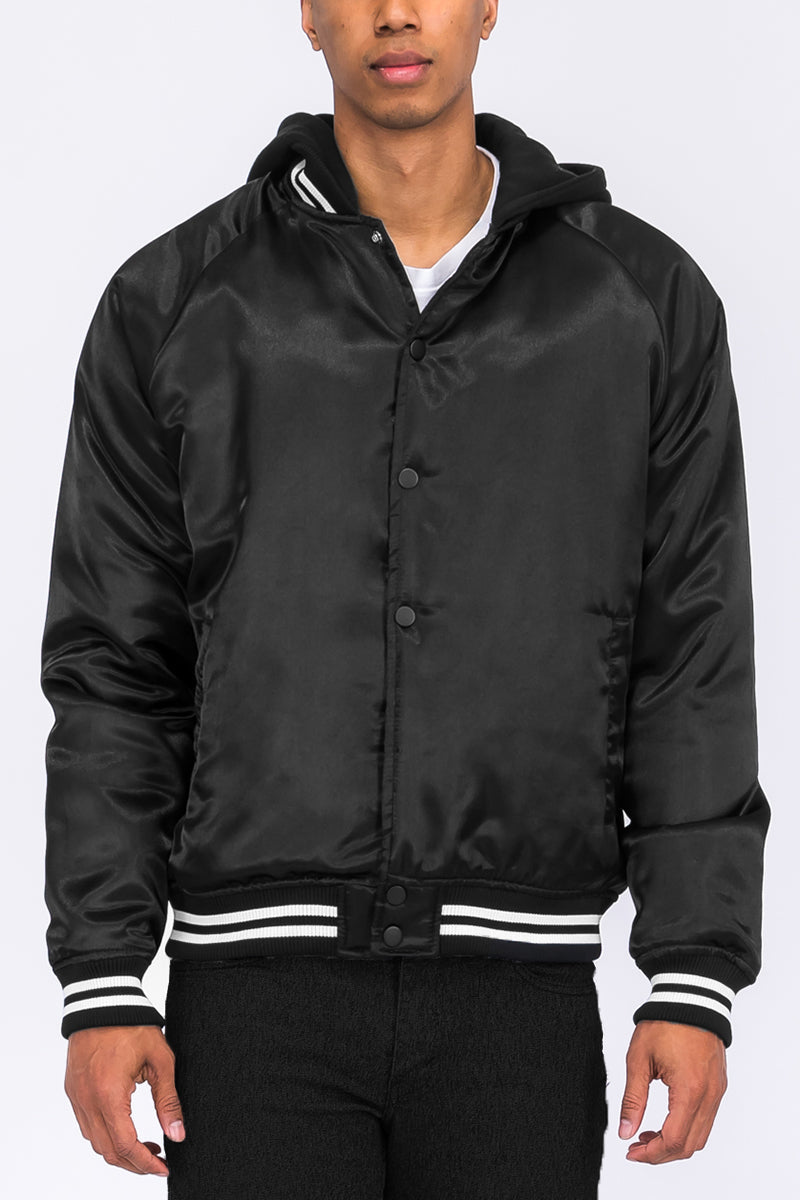 Satin Hooded Varsity Jacket - Shaners Merchandise