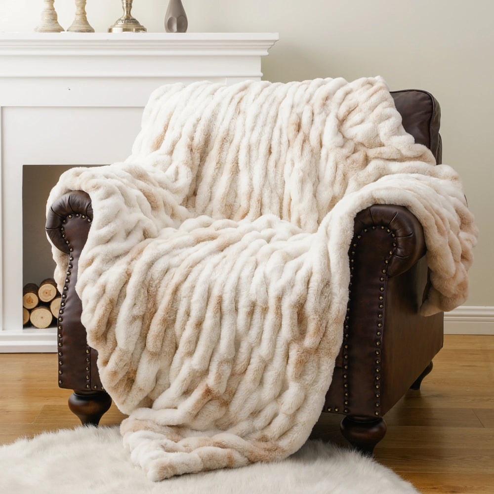 Battilo Luxury Faux Fur Blanke Throw Blanket Bed Plaid Fur Winter Thick Fuzzy - Shaners Merchandise
