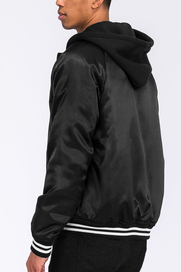 Satin Hooded Varsity Jacket - Shaners Merchandise