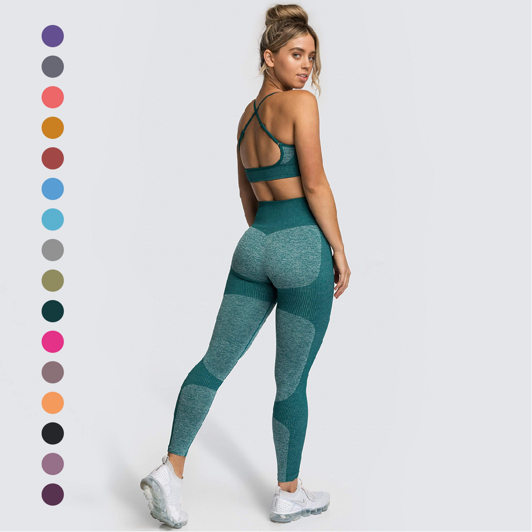 Custom Seamless Sports Bra High Waist Leggings Workout Gym Fitness Running Yoga - Shaners Merchandise
