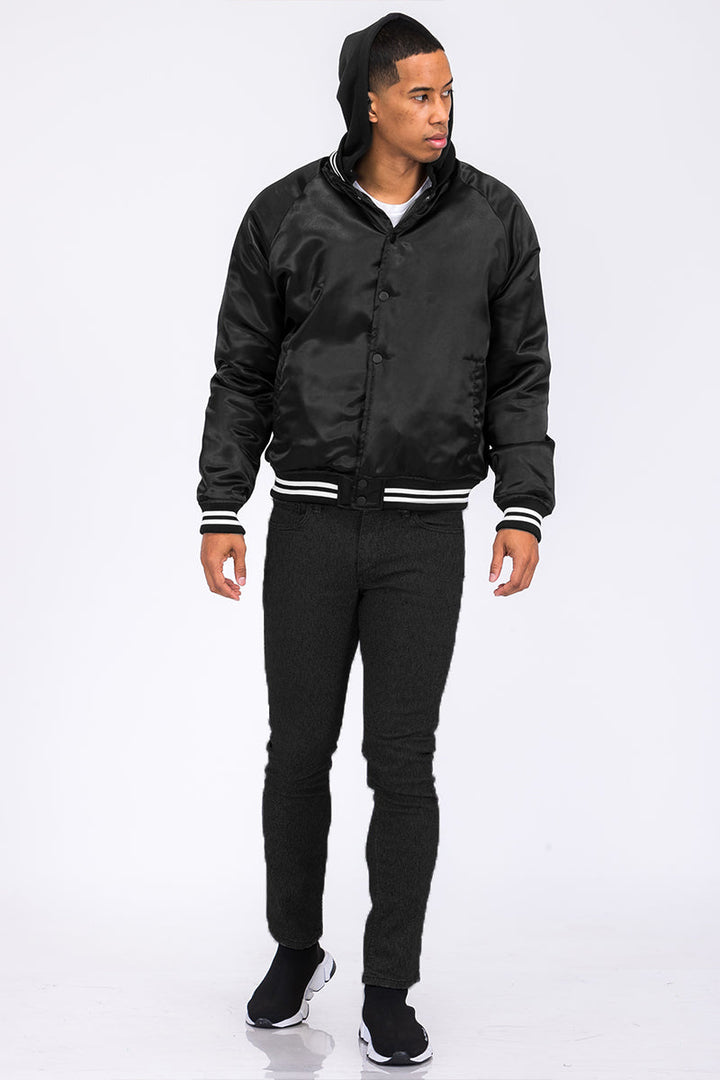 Satin Hooded Varsity Jacket - Shaners Merchandise