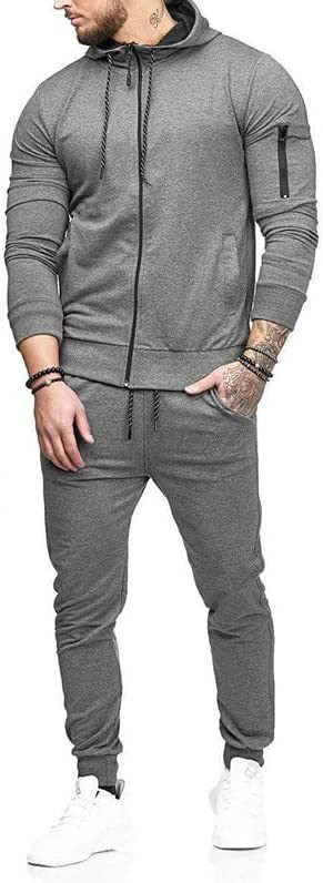Mens 2 Piece Tracksuit Zipper Hoodie Pants Athletic Tracksuits Casual Hooded Out - Shaners Merchandise