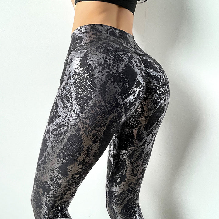 Snake Skin Print Pants High Lifting Fall Fitness Wear for Women - Shaners Merchandise