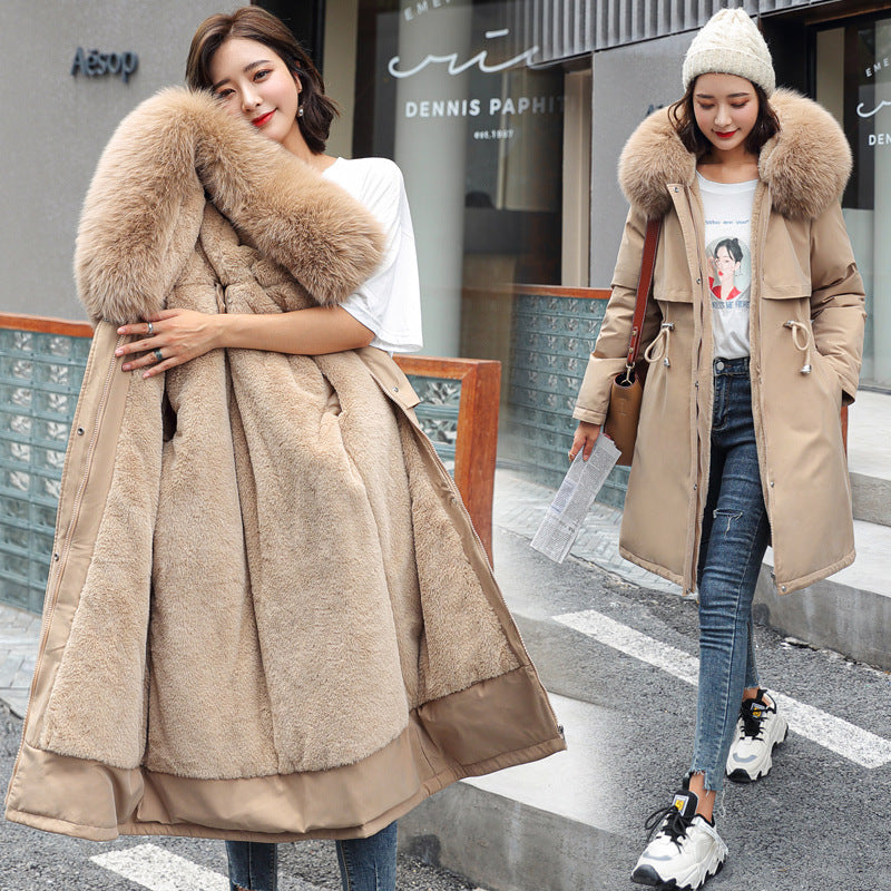 New Warm Fur Lining Long Parka Winter Jacket Women S Clothing Plus Size 6XL - Shaners Merchandise