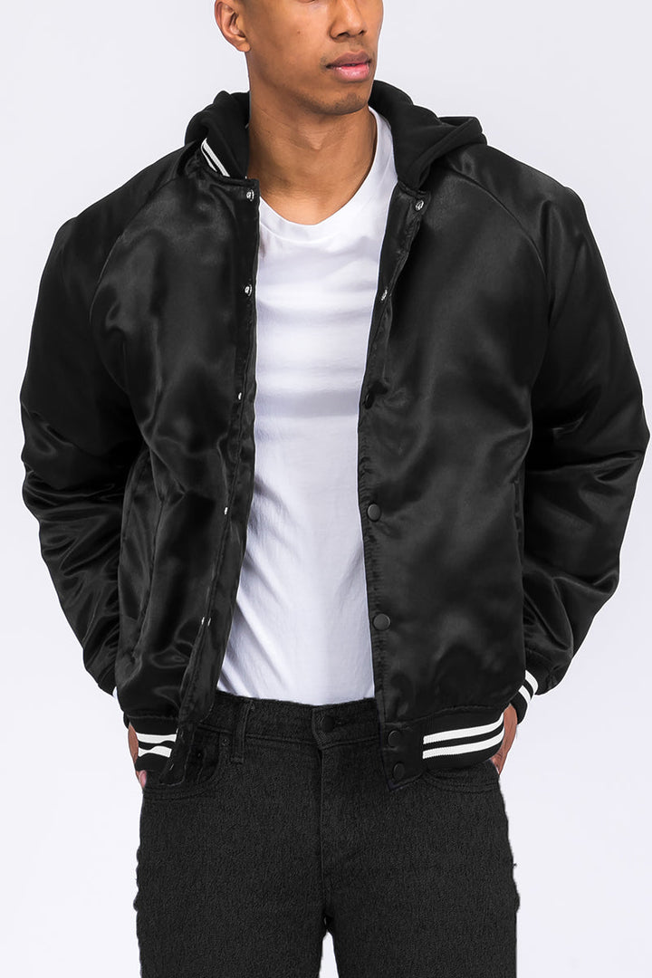 Satin Hooded Varsity Jacket - Shaners Merchandise