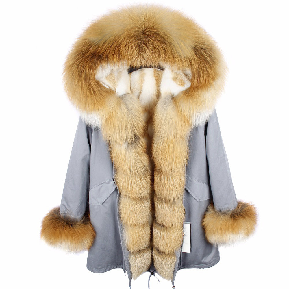 Real Faux Fox Raccoon Rabbit Soft Warm Furry Fluffy Fur Winter Men Coat - Shaners Merchandise