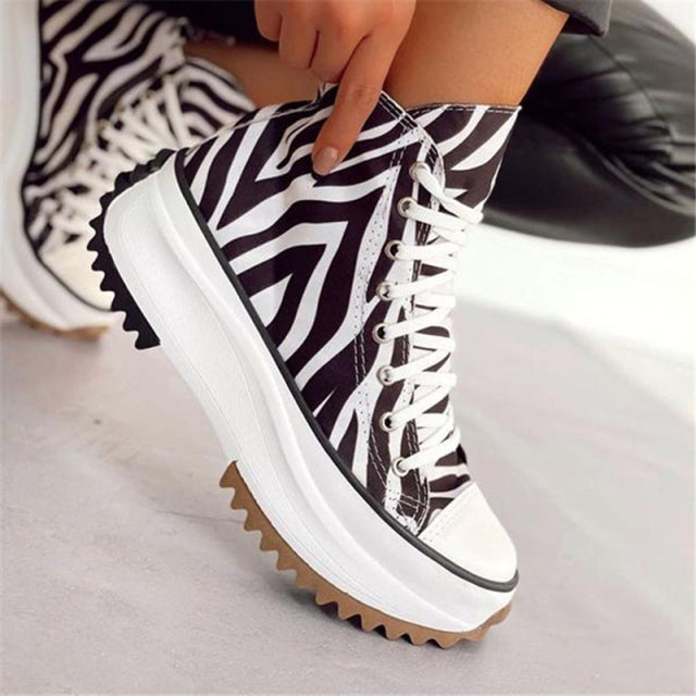 Sneaker Women Shoes Zebra Pattern Canvas Shoes Sport Casual Shoes for Women - Shaners Merchandise