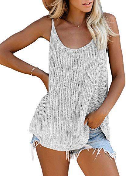 Color Block v Neck Womens Shirts and Tank Tops Knitted Vest Tops Sleeveless - Shaners Merchandise