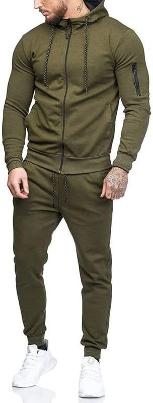 Mens 2 Piece Tracksuit Zipper Hoodie Pants Athletic Tracksuits Casual Hooded Out - Shaners Merchandise