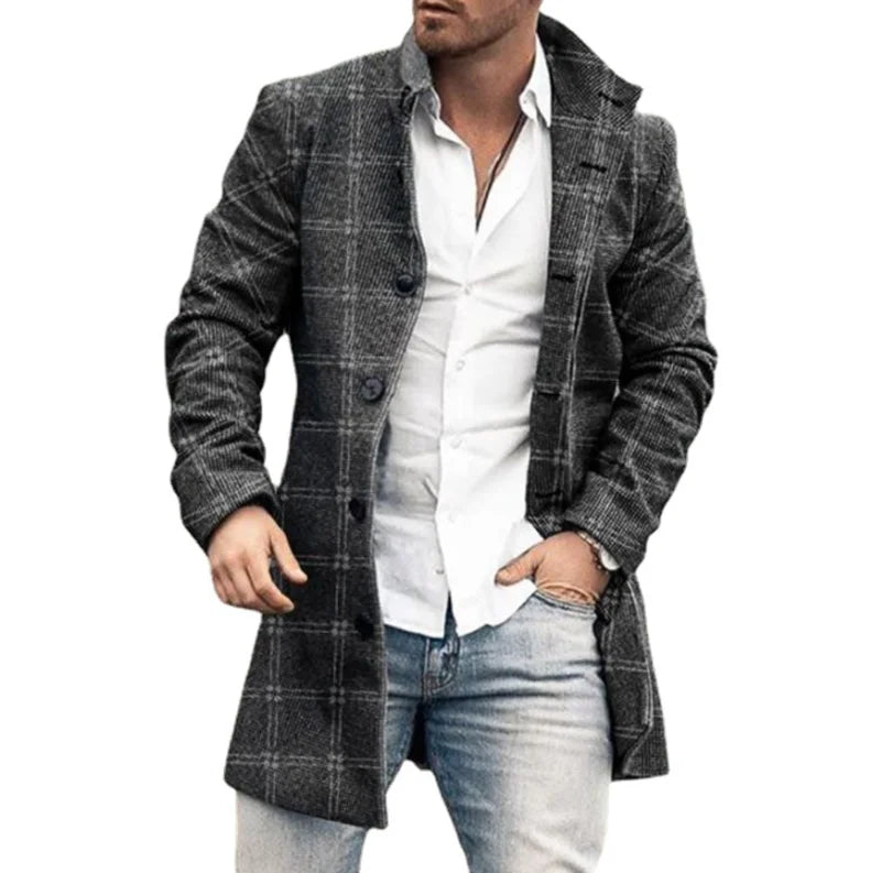 Plaid Coat Polyester Turn-Down Collar Varsity Jacket for Men Outdoor Casual - Shaners Merchandise