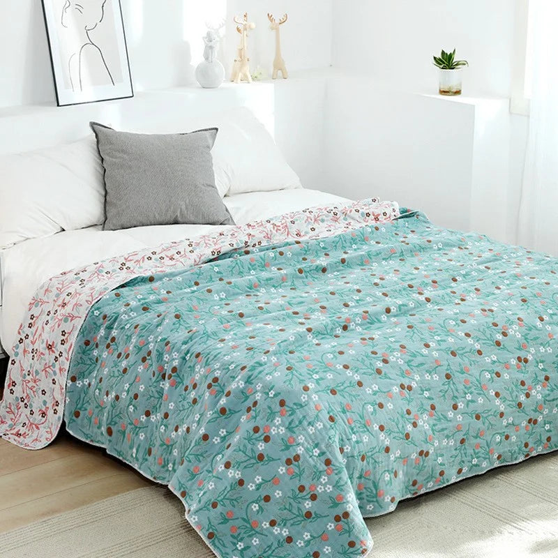 New Four Layers 100% Gauze Cotton Bed Cover Summer Blanket Air Conditioning - Shaners Merchandise