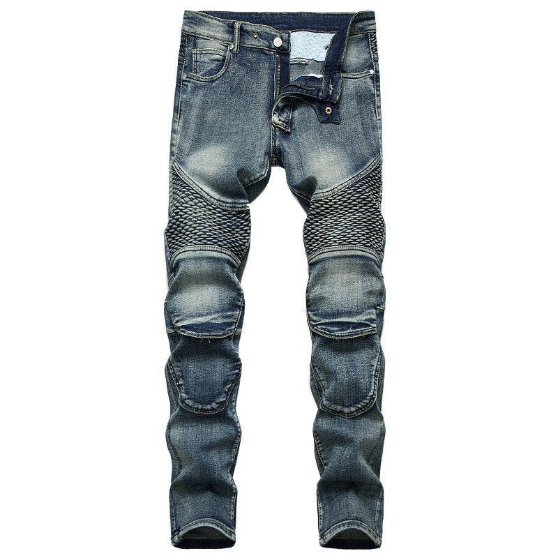 Fashion Hole Straight Jeans Homme Retro Mens Denim Trousers High Quality Cotton - Shaners Merchandise